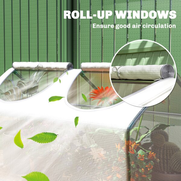 Outsunny Mini Greenhouse Portable Flower Planter Tomato Vegetable House for Garden Backyard with Zipper 120 x 60 x 60 cm, White Aosom UK