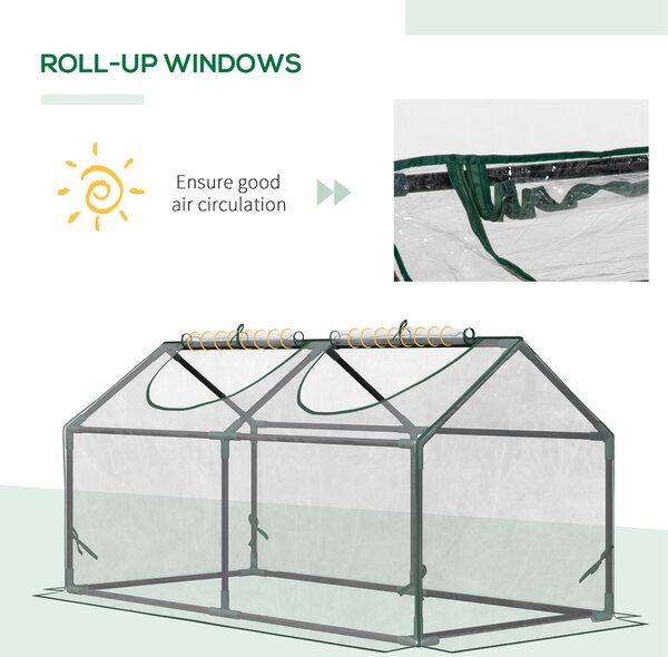 Outsunny Mini Greenhouse Portable Flower Planter Tomato Vegetable House for Garden Backyard with Zipper 120 x 60 x 60 cm, Clear