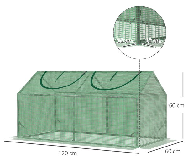 Outsunny Mini Greenhouse, Small Plant Grow House for Outdoor with Durable PE Cover, Observation Windows, 119 x 60 x 60 cm, Green Aosom UK
