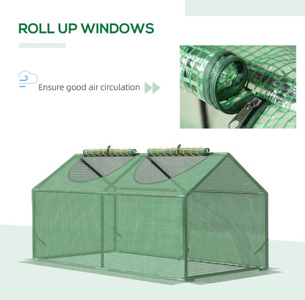 Outsunny Mini Greenhouse, Small Plant Grow House for Outdoor with Durable PE Cover, Observation Windows, 119 x 60 x 60 cm, Green Aosom UK