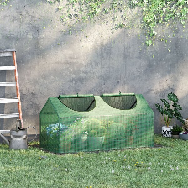 Outsunny Mini Greenhouse, Small Plant Grow House for Outdoor with Durable PE Cover, Observation Windows, 119 x 60 x 60 cm, Green Aosom UK