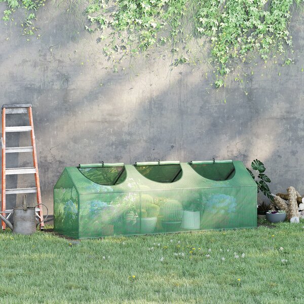 Outsunny Mini Greenhouse, Small Plant Grow House for Outdoor with Durable PE Cover, Observation Windows, 180 x 60 x 60 cm, Green Aosom UK