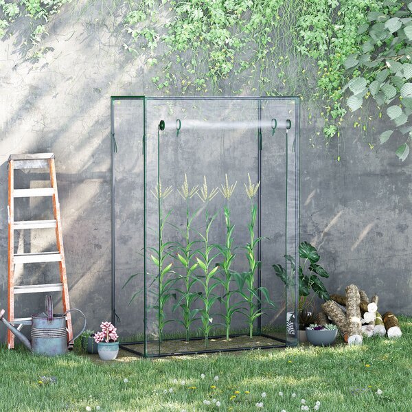 Outsunny Greenhouse with Steel Frame, PVC Cover, Roll-up Door for Outdoor, Backyard, Balcony, Garden, 100 x 50 x 150cm, Transparent Aosom UK