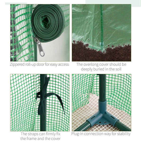 Outsunny 100 x 50 x 150cm Greenhouse Steel Frame PE Cover with Roll-up Door Outdoor for Backyard, Balcony, Garden, Green Aosom UK