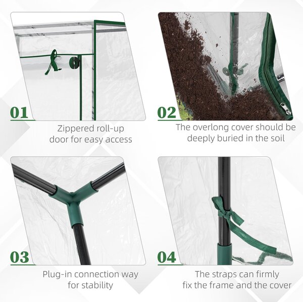 Outsunny Greenhouse with Steel Frame, PVC Cover, Roll-up Door for Outdoor, Backyard, Balcony, Garden, 100 x 50 x 150cm, Transparent Aosom UK