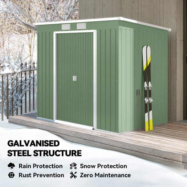 Outsunny Pend Garden Storage Shed w/ Foundation Double Door Ventilation Window Sloped Roof Equipment Tool Storage 213 x 130 x 173 cm Aosom UK
