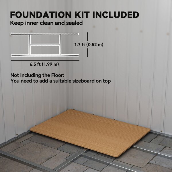 Outsunny Pend Garden Storage Shed w/ Foundation Double Door Ventilation Window Sloped Roof Equipment Tool Storage 213 x 130 x 173 cm Aosom UK