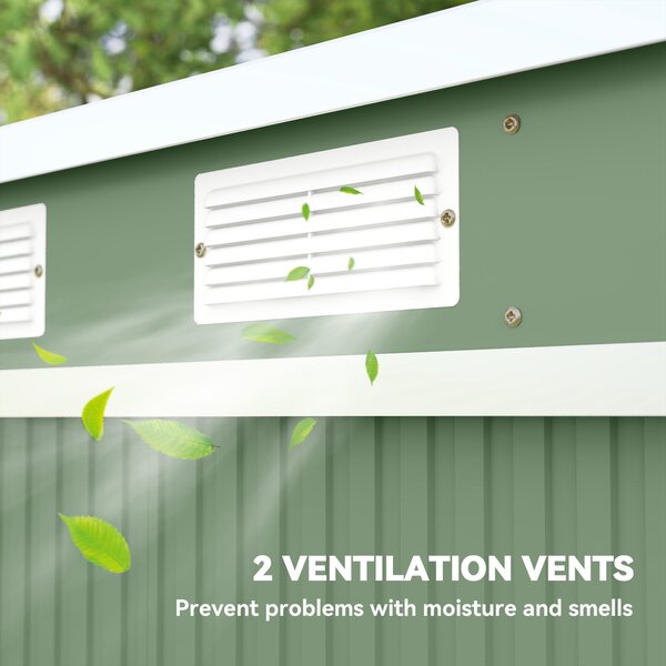 Outsunny Pend Garden Storage Shed w/ Foundation Double Door Ventilation Window Sloped Roof Equipment Tool Storage 213 x 130 x 173 cm Aosom UK