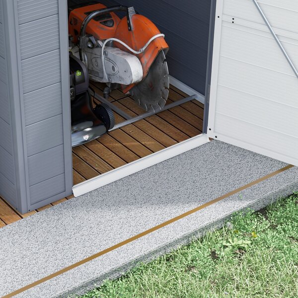 Outsunny 4.4 x 6.2ft Plastic Storage Sheds with Aluminium Frame, Plastic Wall Shed with Foundation, Grey Aosom UK