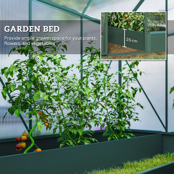 Outsunny Garden Walk in Greenhouse Polycarbonate Greenhouse with Plant Bed , Temperature Controlled Window, Foundation, 6 x 6ft Aosom UK