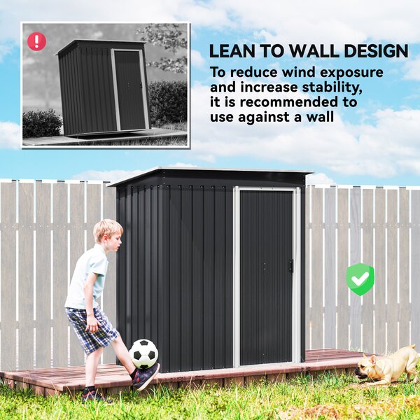 Outsunny 2 x 3ft Garden Storage Shed with Sliding Door and Sloped Roof Outdoor Equipment Tool Backyard, Black