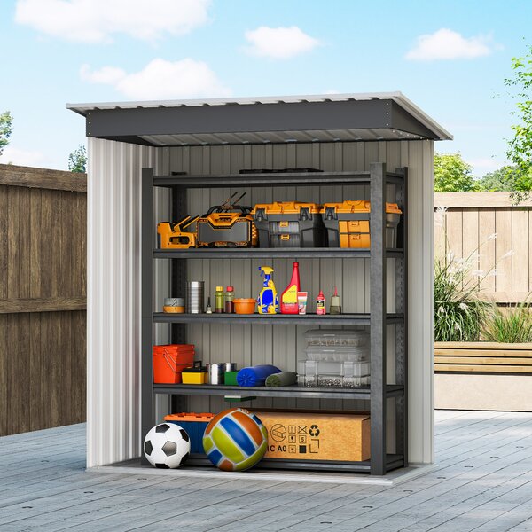 Outsunny 2 x 3ft Garden Storage Shed with Sliding Door and Sloped Roof Outdoor Equipment Tool Backyard, Black