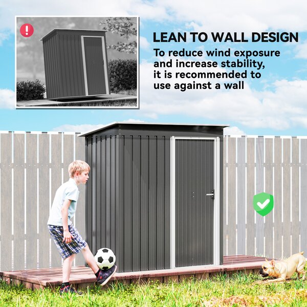 Outsunny 5x3 Storage Shed Metal Frame Garden Storage Shed with Sliding Door & Sloped Roof Outdoor Metal Garden Storage Shed Aosom UK