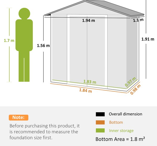 Outsunny Metal Garden Sheds, 6.5 x 3.5ft Galvanised Steel Shed with Double-door and Four Vents, Wood Effect Aosom UK