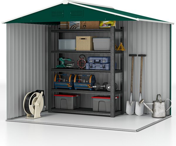 Outsunny Large Garden Storage Shed 7.7 x 5.7 Metal Garden Storage Shed with Ventilation Slots and Sliding Doors, Green Aosom UK
