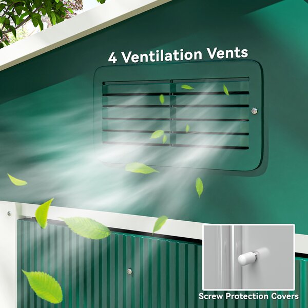 Outsunny Large Garden Storage Shed 7.7 x 5.7 Metal Garden Storage Shed with Ventilation Slots and Sliding Doors, Green Aosom UK