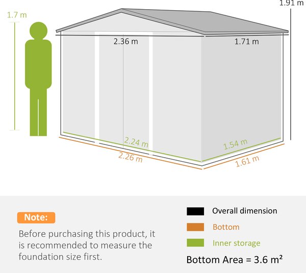 Outsunny 8x6 Metal Storage Shed Galvanised Steel Frame Garden Storage Shed with Sloped Roof, Double Door for Homeowners, Brown Aosom UK