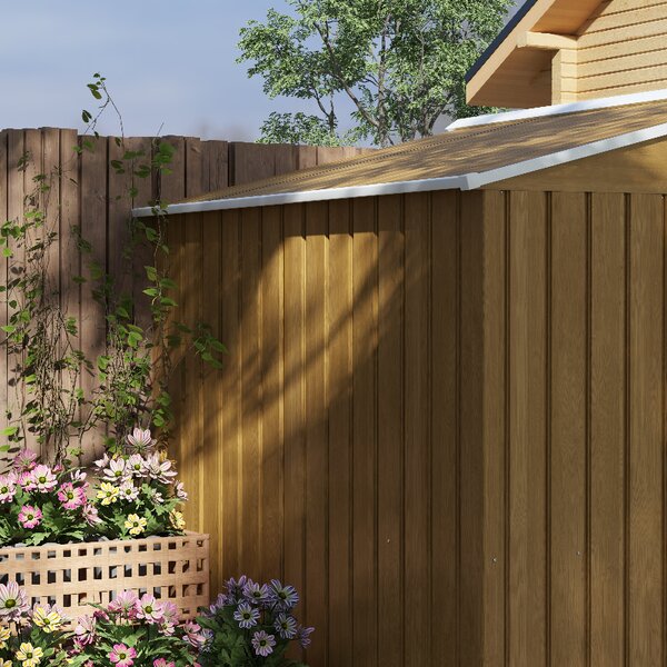 Outsunny 8x6 Metal Storage Shed Galvanised Steel Frame Garden Storage Shed with Sloped Roof, Double Door for Homeowners, Brown Aosom UK