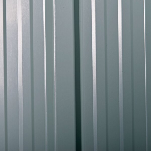 Outsunny 8 x 6ft Galvanised Steel Shed, with Double Door - Light Grey Aosom UK