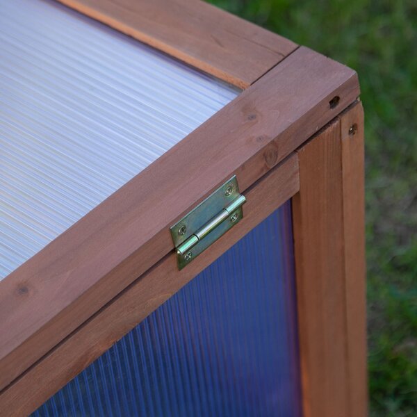 Outsunny Wooden Framed Polycarbonate Cold Frame Greenhouse for Plants Outdoor w/ Openable & Tilted Top Cover, PC Board, 100 x 65 x 40cm Aosom UK
