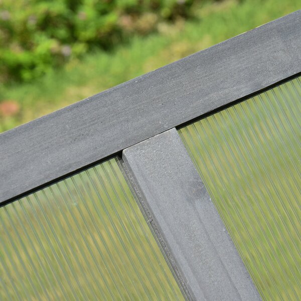 Outsunny Cold Frame Greenhouse, Wooden Frame with Polycarbonate Board, Openable & Tilted Top, 100x65x40cm, Grey Aosom UK