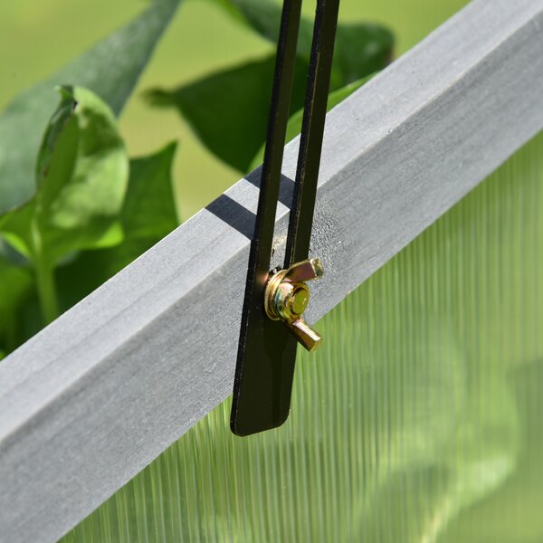 Outsunny Cold Frame Greenhouse, Wooden Frame with Polycarbonate Board, Openable & Tilted Top, 100x65x40cm, Grey Aosom UK