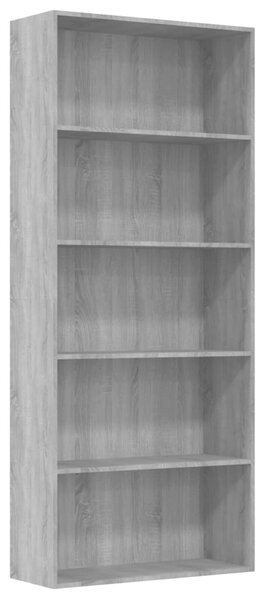 5-Tier Book Cabinet Grey Sonoma 80x30x189 cm Engineered Wood