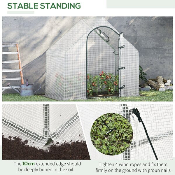 Outsunny Walk-In Greenhouse Vegetable Plant herb Garden Grow House w/ Window Roll-Up Door Steel Frame All-Year, 180x100x168cm, White Aosom UK