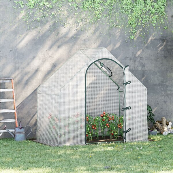 Outsunny Walk-In Greenhouse Vegetable Plant herb Garden Grow House w/ Window Roll-Up Door Steel Frame All-Year, 180x100x168cm, White Aosom UK