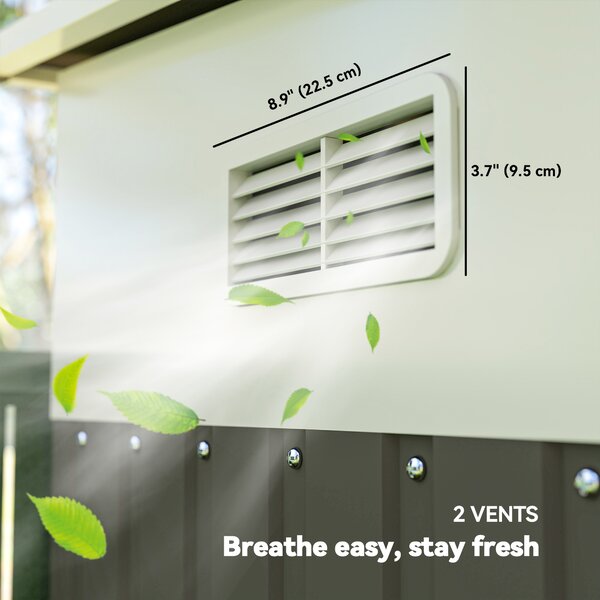 Outsunny 11 x 9 ft Metal Garden Storage Shed Sloped roof Tool House with Double Sliding Doors and 2 Air Vents, Grey