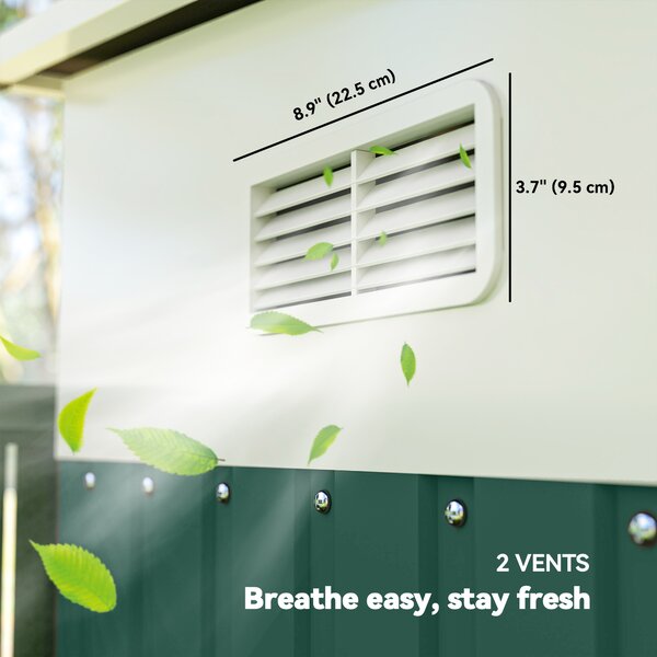 Outsunny 9x11 ft Large Metal Shed Metal Tool House with 2 Sliding Doors and 2 Air Vents, Weather Resistance, Outdoor, Green Aosom UK
