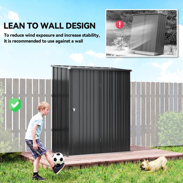 Outsunny Outdoor Storage Shed, Garden Metal Shed with Single Door for Backyard, Patio, Lawn, 5.3 x 3.1ft, Charcoal Grey Aosom UK