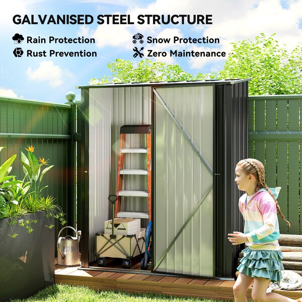 Outsunny Outdoor Storage Shed, Garden Metal Shed with Single Door for Backyard, Patio, Lawn, 5.3 x 3.1ft, Charcoal Grey Aosom UK