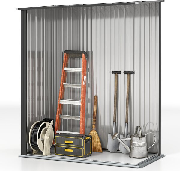 Outsunny Outdoor Storage Shed, Garden Metal Shed with Single Door for Backyard, Patio, Lawn, 5.3 x 3.1ft, Charcoal Grey Aosom UK