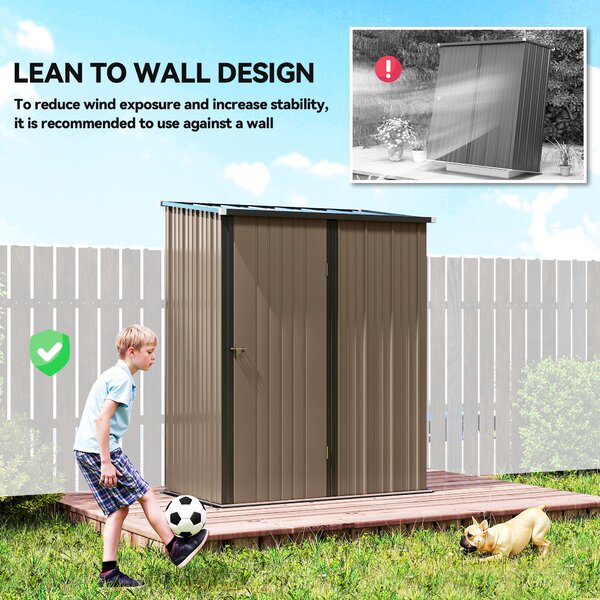 Outsunny 5 x 3ft Outdoor Storage Shed, Heavy-Duty Mental Tool Shed with Lockable Door & Corrugated Steel Roof, Brown Aosom UK