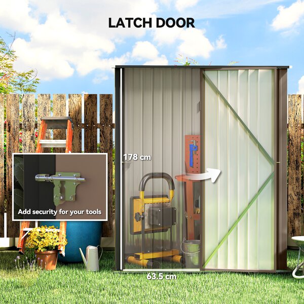 Outsunny 5 x 3ft Outdoor Storage Shed, Heavy-Duty Mental Tool Shed with Lockable Door & Corrugated Steel Roof, Brown Aosom UK