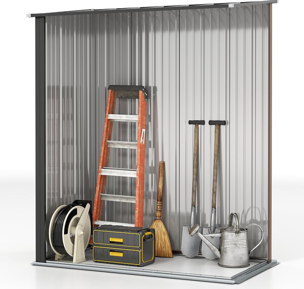 Outsunny 5 x 3ft Outdoor Storage Shed, Heavy-Duty Mental Tool Shed with Lockable Door & Corrugated Steel Roof, Brown Aosom UK