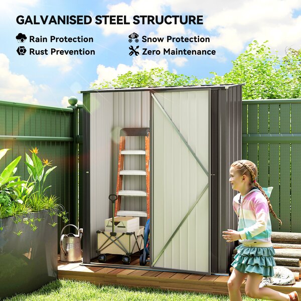 Outsunny Steel Garden Shed, 5.3 x 3.1ft metal shed with Latched Door - Light Grey Aosom UK