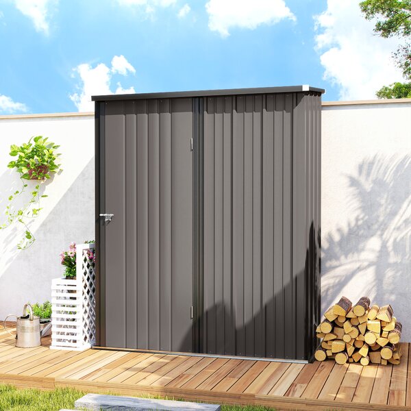 Outsunny Steel Garden Shed, 5.3 x 3.1ft metal shed with Latched Door - Light Grey Aosom UK