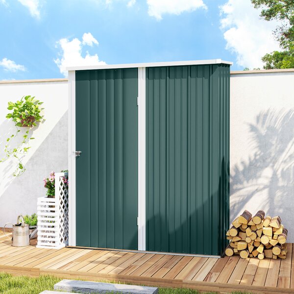 Outsunny 5 x 3 ft Garden Storage Shed, Metal Shed Bike Shed with Single Door and Sloped Roof for Garden, Patio, Lawn, Green Aosom UK
