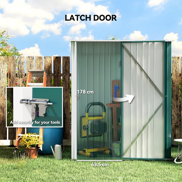 Outsunny 5 x 3 ft Garden Storage Shed, Metal Shed Bike Shed with Single Door and Sloped Roof for Garden, Patio, Lawn, Green Aosom UK