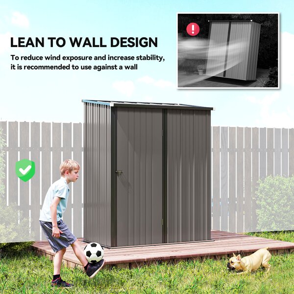 Outsunny Steel Garden Shed, 5.3 x 3.1ft metal shed with Latched Door - Light Grey Aosom UK