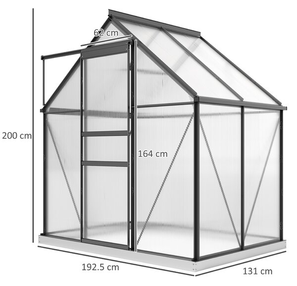 Outsunny 192.5 x 131cm Walk-In Polycarbonate Greenhouse