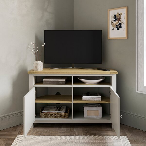 Olney High Corner TV Unit, Stone for TVs up to 50"