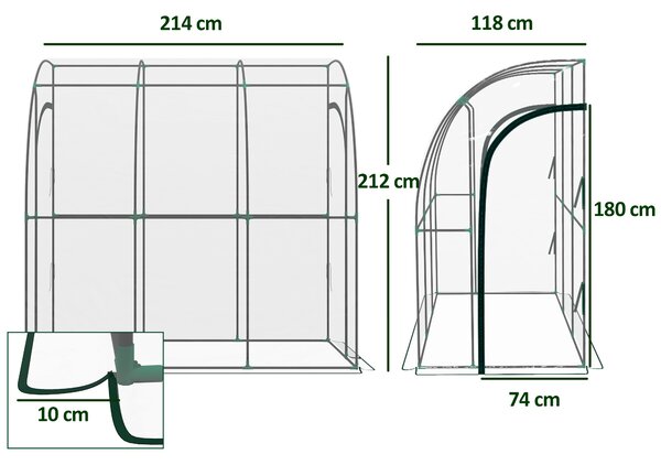 Outsunny 214cm x 118cm Walk-In Lean To Greenhouse, with Accessories Aosom UK