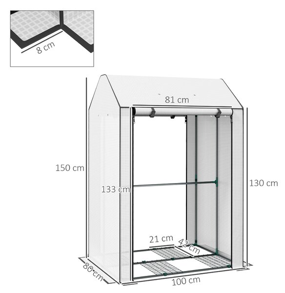 Outsunny Mini Greenhouse with 4 Wire Shelves Portable Garden Grow House Upgraded Tomato Greenhouse with Roll Up Door and Vents, 100 x 80 x