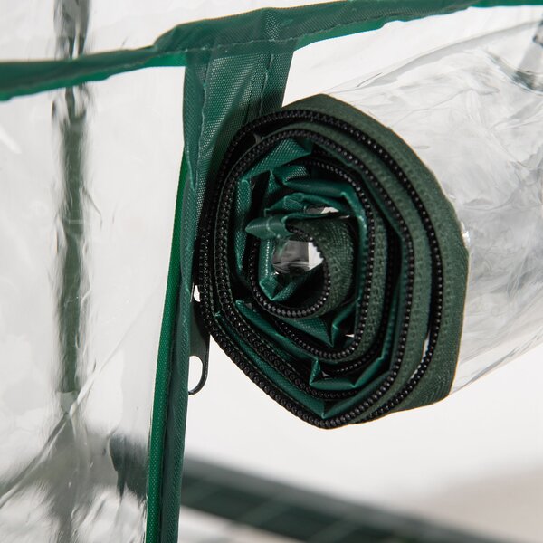 Outsunny Mini Greenhouse Shelving Unit: Clear PVC Panels for Plant Nurturing, Roll-Up Door, 69Lx49Wx125H cm Aosom UK