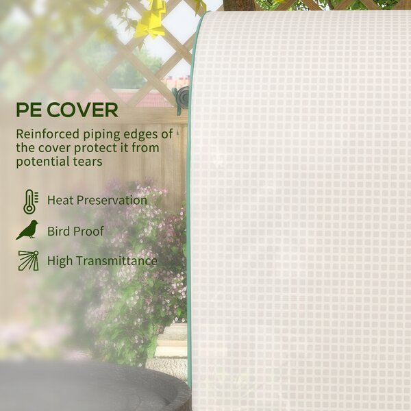 Outsunny 80 x 49 x 160cm Mini Greenhouse, Portable Garden Plant Green House w/ Storage Shelf, Roll-Up Zippered Door, Metal Frame Aosom UK
