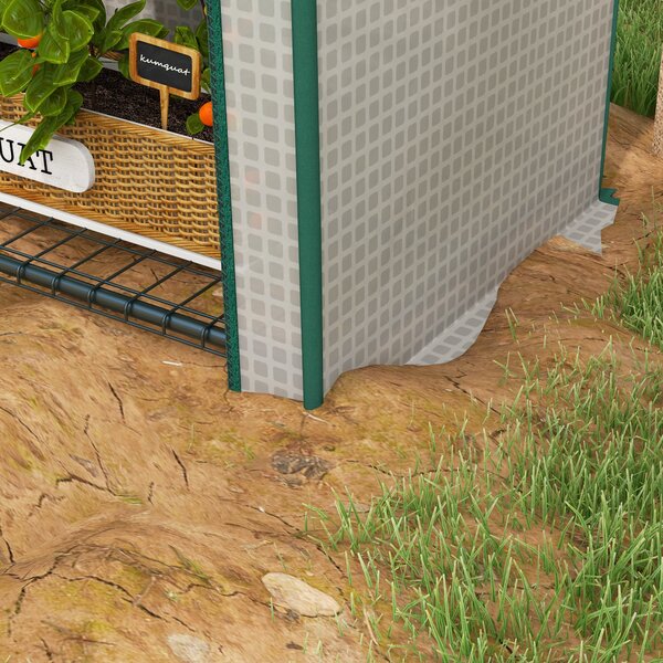 Outsunny 80 x 49 x 160cm Mini Greenhouse, Portable Garden Plant Green House w/ Storage Shelf, Roll-Up Zippered Door, Metal Frame Aosom UK