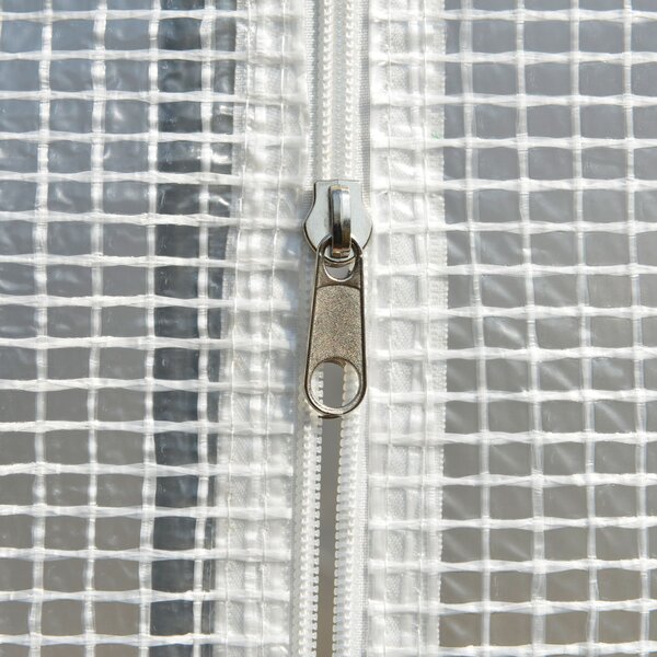 Outsunny 3 x 2 x 2m Walk-in Tunnel Greenhouse, Polytunnel Tent with PE Cover, Zippered Roll Up Door and 6 Mesh Windows, White
